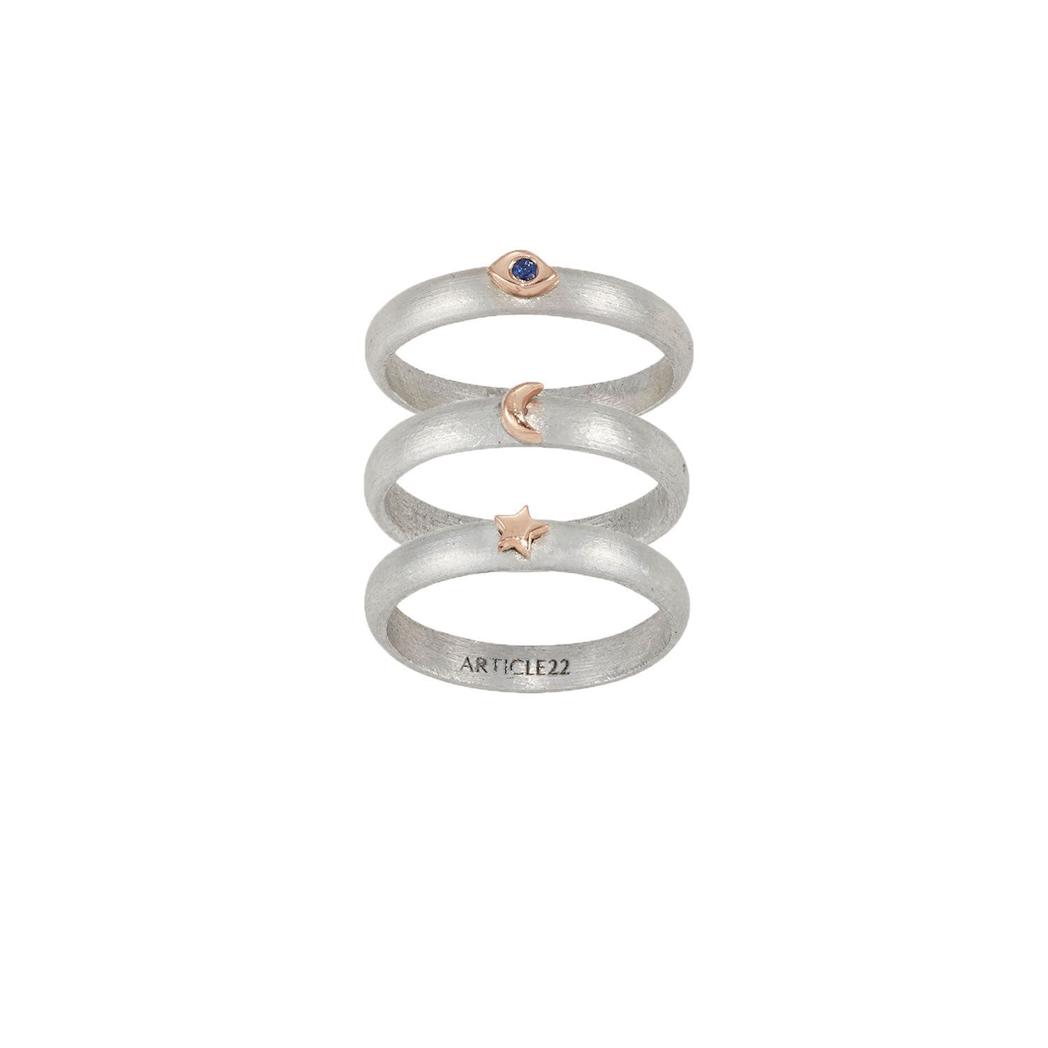COSMOS MOON STAR EYE RING 14K GOLD - LAST CHANCE
