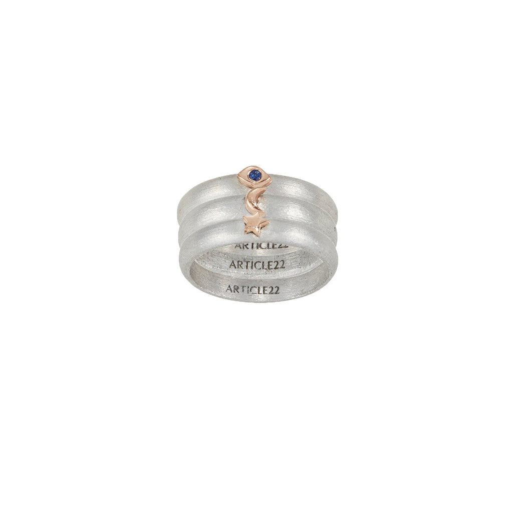 COSMOS MOON STAR EYE RING 14K GOLD - LAST CHANCE